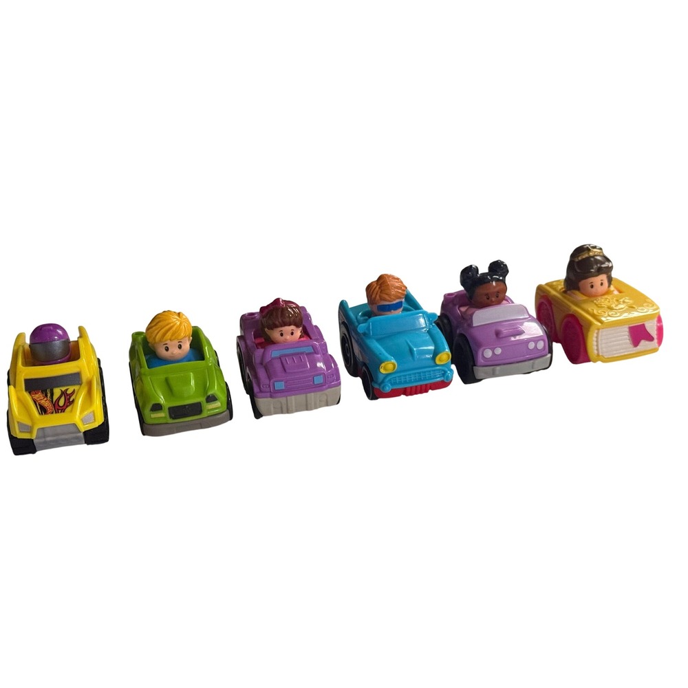 Fisher Price Little People Wheelies Lot 6 Cars Hot Wheels Disney Belle Vehicles